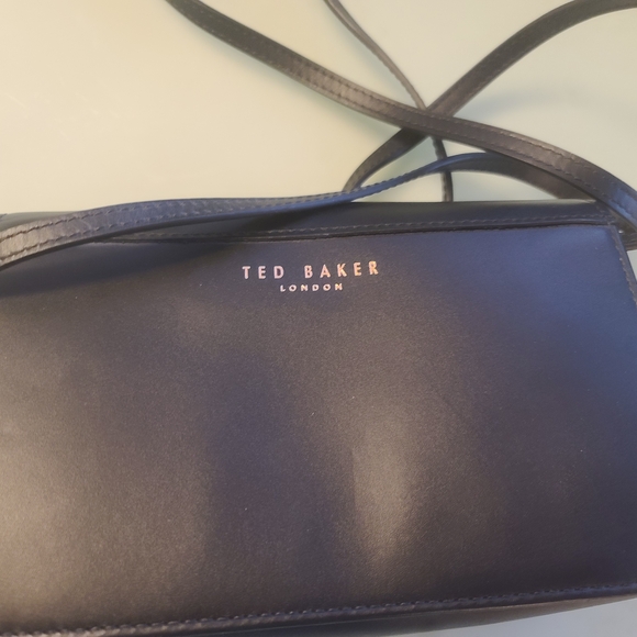 Womens Black Leather Crossbody Bag with Rose Gold Bow Accent - Picture 3 of 6